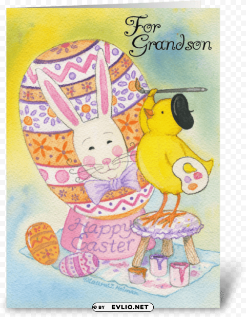 granddaughter happy easter chick painting egg card PNG files with no background assortment PNG transparent with Clear Background ID 52839b66