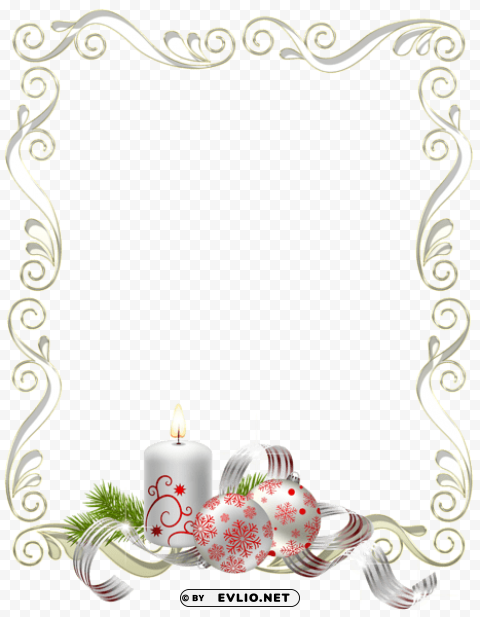 large white and gold christmas photo frame PNG images with transparent layer