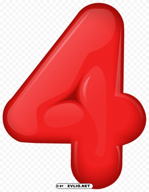 red number four Isolated Object in HighQuality Transparent PNG