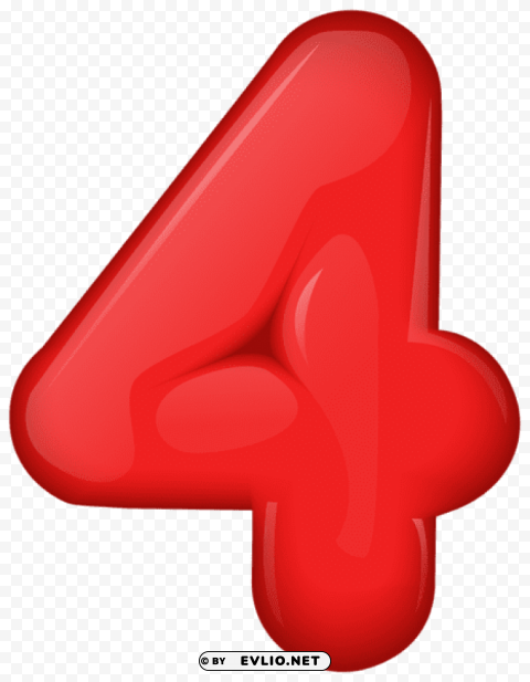 Red Number Four Isolated Object In HighQuality Transparent PNG