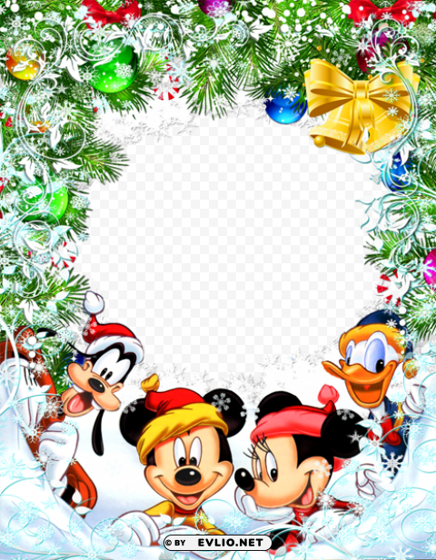  christmas star frame with mickey mouse and friends Transparent Background PNG Isolated Graphic