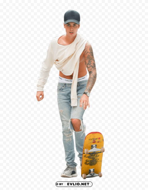 justin bieber skateboarding Isolated Character on Transparent Background PNG