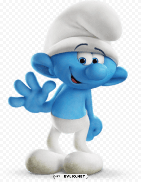 clumsy smurf waving Isolated Character on Transparent PNG