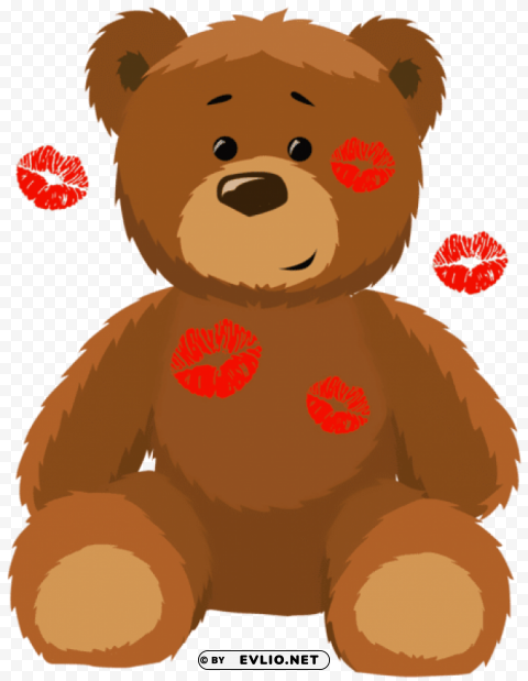 cute bear with kissespicture Isolated Item with Transparent PNG Background