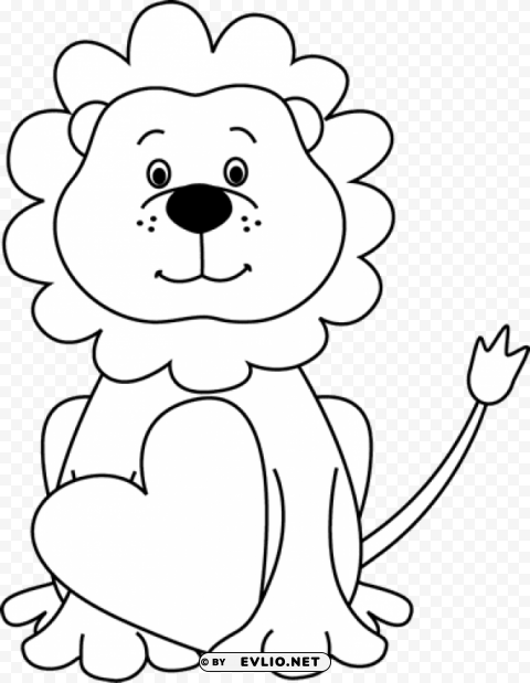 cute lion black and white cute PNG images with alpha transparency layer