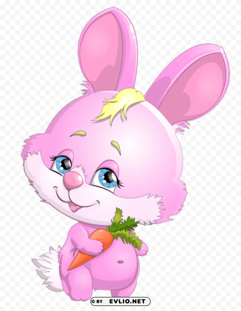 cute pink bunny with carrotpicture Isolated Subject in HighResolution PNG