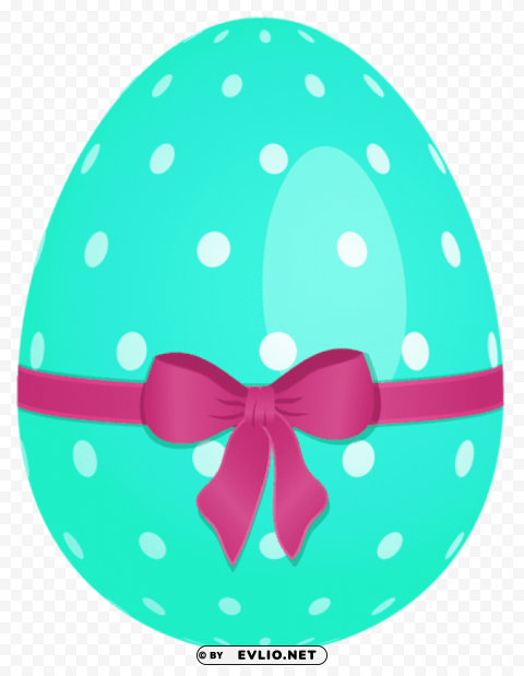 sky blue easter egg with green bow PNG transparent graphics for download