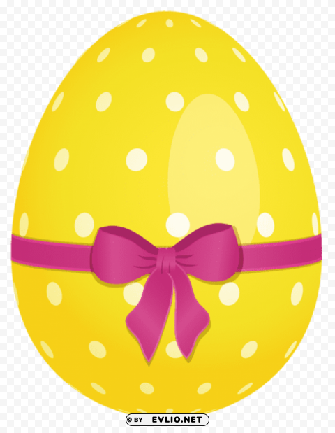 yellow dotted easter egg with pink bow PNG transparent design diverse assortment