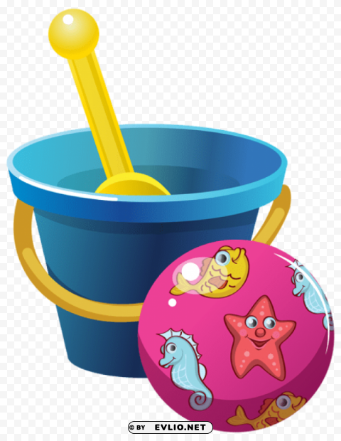 beach bucket and ball Isolated Object on Transparent PNG