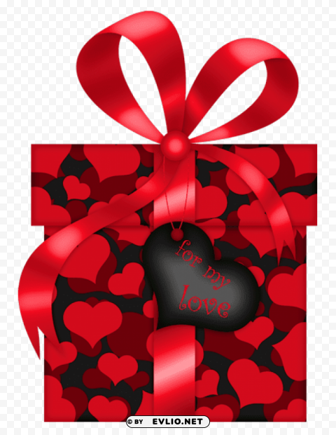 valentines day red and black gift with heartspicture PNG art