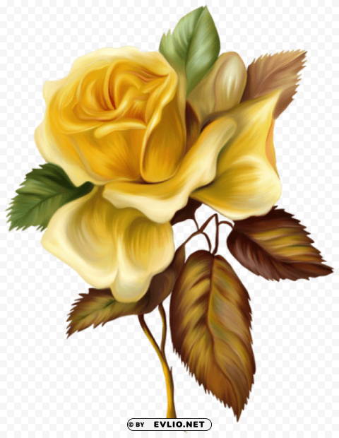 yellow rose painted picture Transparent PNG art