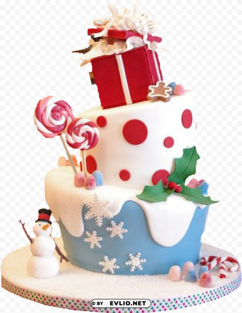 Candy Christmas Cake Image - Christmas Eve Birthday Cake Isolated Character On Transparent Background PNG