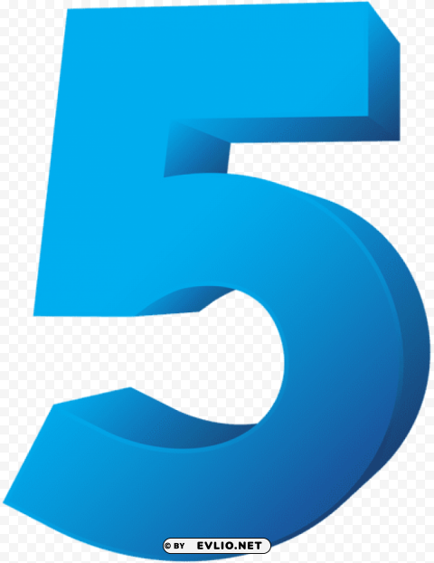 blue number five transparent ClearCut Background PNG Isolation