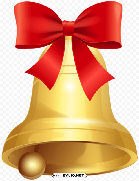 christmas bell with red bow HighQuality Transparent PNG Isolated Artwork