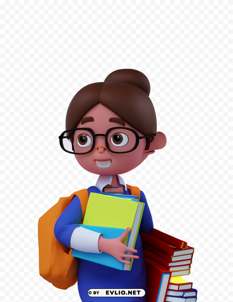 Transparent background PNG image of female student PNG with Isolated Object and Transparency - Image ID 065a40b0