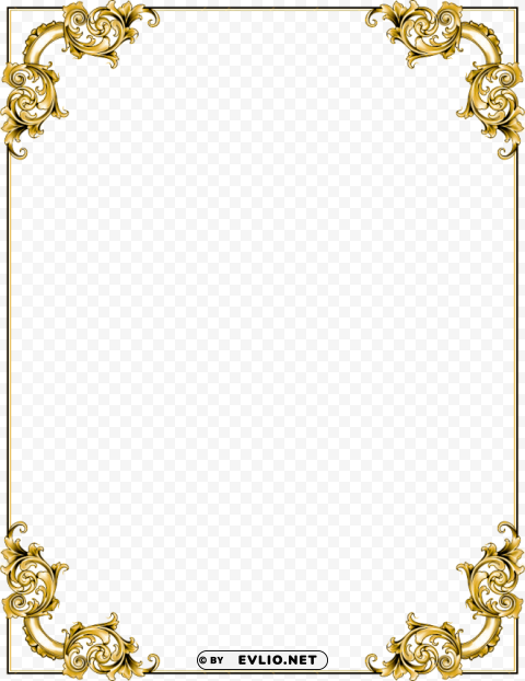 gold border frame image PNG Graphic with Transparent Background Isolation