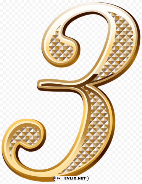 gold deco number three HighQuality Transparent PNG Isolated Graphic Element