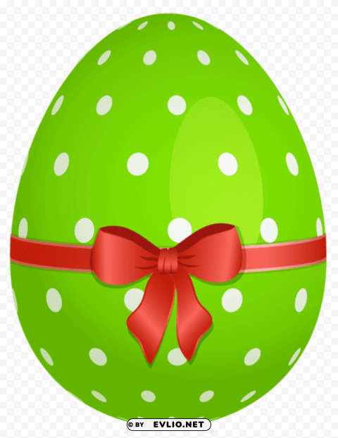 green dotted easter egg with red bow PNG transparent graphics for projects