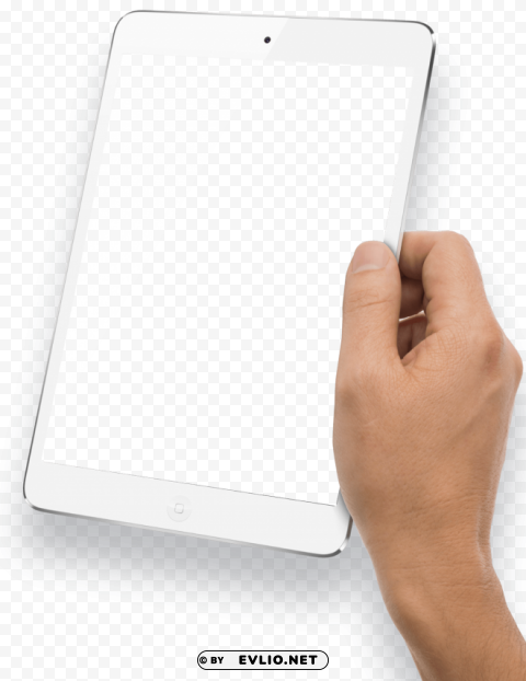 Hand Holding White Tablet PNG with clear transparency