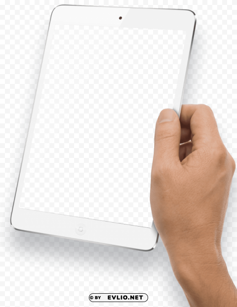 Hand Holding White Tablet Clear Background Isolation In PNG Format