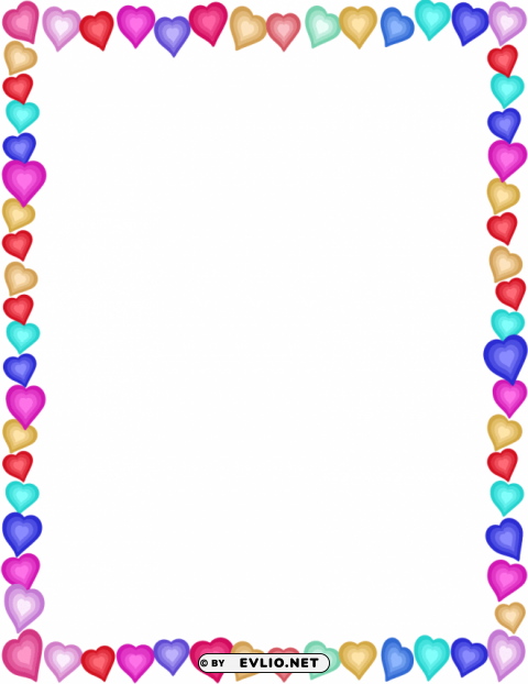 heart border multicolor Clear Background PNG Isolated Illustration