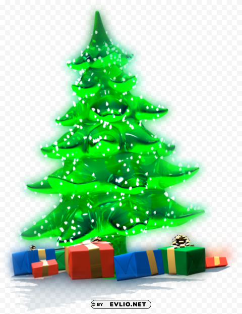 luminous christmas tree with gifts PNG images with clear alpha channel