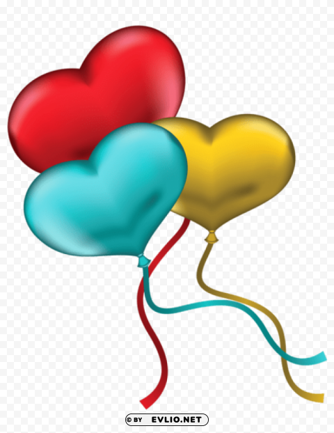 red blue and yellow heart balloonspicture ClearCut Background Isolated PNG Design