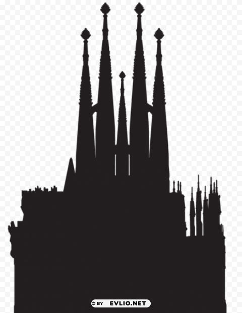 sagrada familia silhouette PNG with Clear Isolation on Transparent Background
