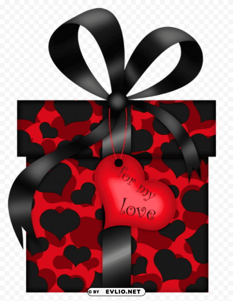 valentines day black and red gift with heartspicture No-background PNGs