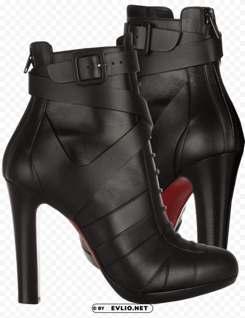 christian louboutin black leather ankle boots Clear Background Isolated PNG Object png - Free PNG Images ID aee4563d