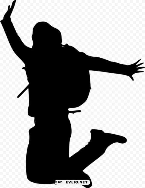 Happy Jump Silhouette PNG Image With Clear Background Isolated