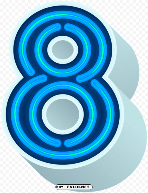 number eight neon blue High-quality transparent PNG images comprehensive set