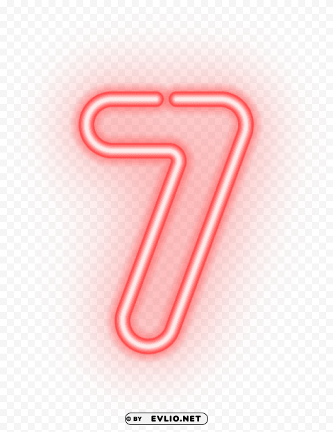number seven neon Clean Background Isolated PNG Character