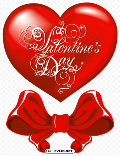 Valentines Day Heart And Red Bowpicture PNG No Watermark