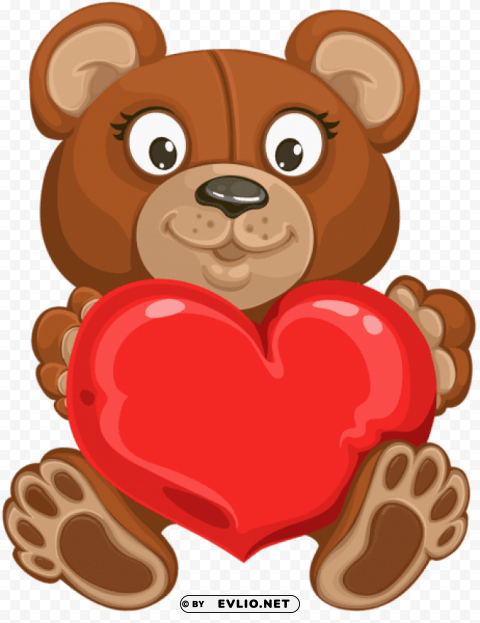 valentine's teddy with heart Isolated Object in Transparent PNG Format