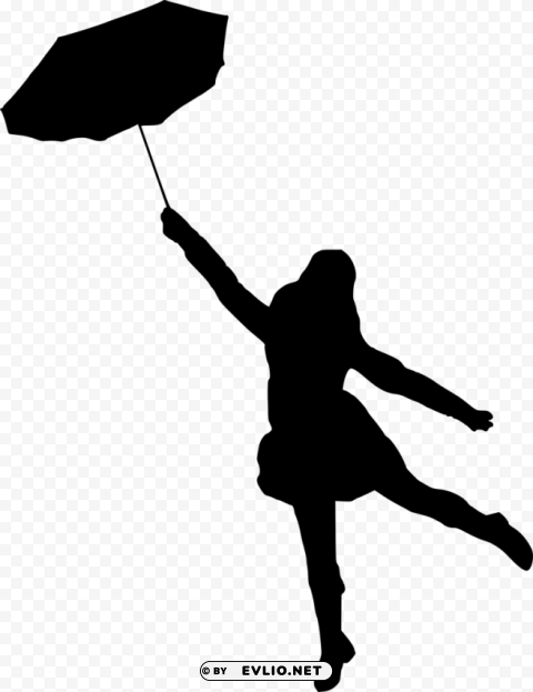 woman umbrella silhouette Isolated Illustration on Transparent PNG