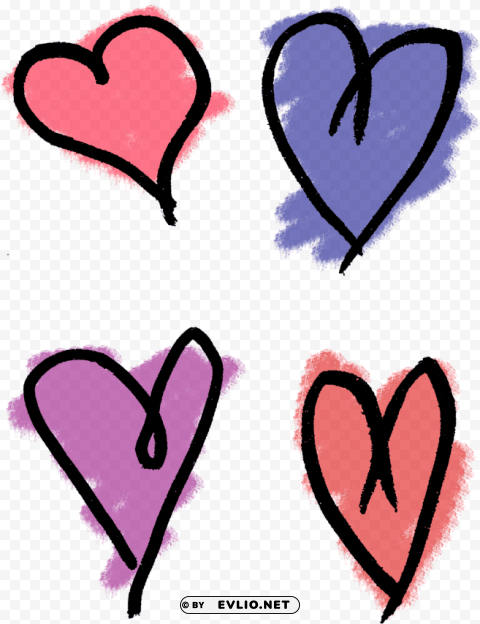 hand drawn hearts HighResolution PNG Isolated Illustration