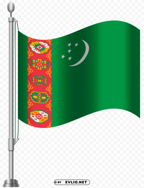 turkmenistan flag Isolated Design Element in PNG Format