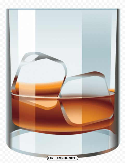 glass with whiskey and ice vector Isolated Artwork in HighResolution Transparent PNG
