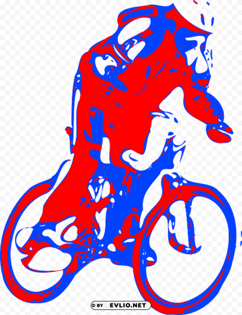 red blue cartoon bike bicycle sports biker PNG artwork with transparency