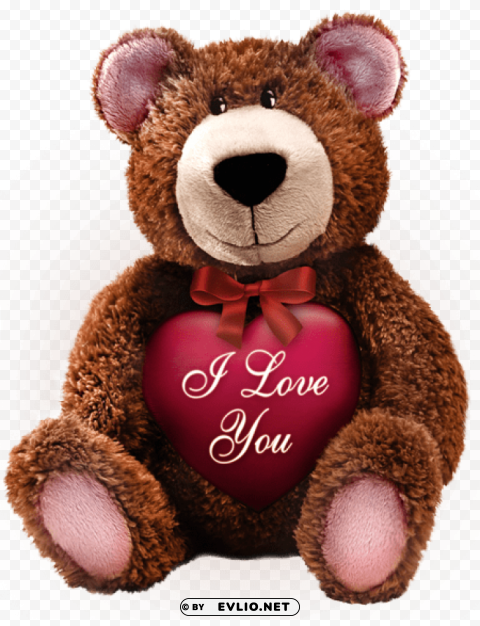 valentines day brown teddy with pink heart Isolated Subject on HighQuality PNG