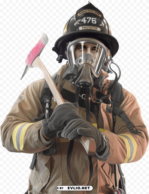 Transparent background PNG image of firefighter Isolated Design in Transparent Background PNG - Image ID b4d4c58e