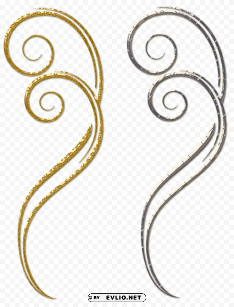 Gold And Silver Decorative Ornaments Free PNG Download No Background