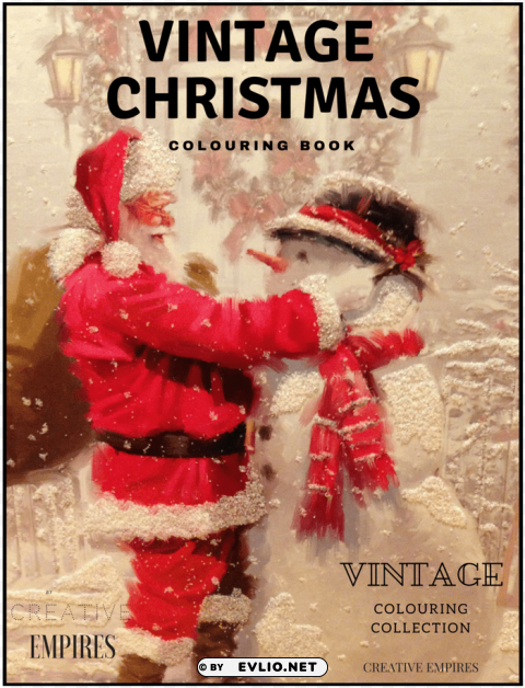 vintage christmas colouring book colour guide ebook - framed tile PNG pictures with alpha transparency