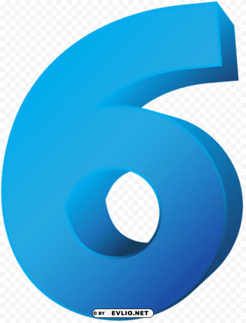 blue number six transparent ClearCut PNG Isolated Graphic