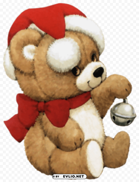 christmas bear with bell transparent PNG Isolated Illustration with Clear Background