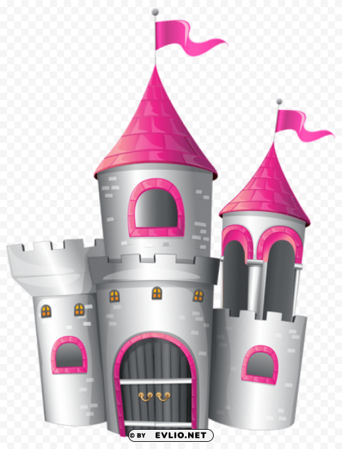 white and pink castle Isolated Design Element on Transparent PNG clipart png photo - d8232708