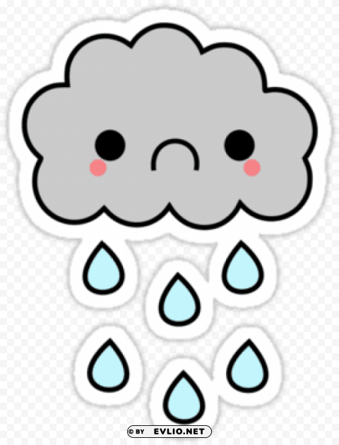 cartoon sad rain cloud Clean Background Isolated PNG Character