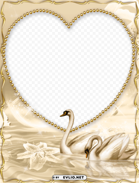 beautiful golden frame with swan PNG for mobile apps