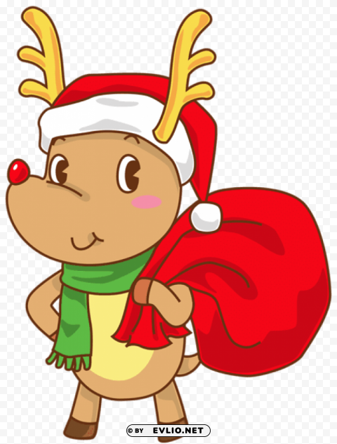 christmas rudolph with santa hat transparent PNG images without subscription